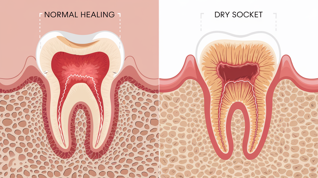 درد دندان پس از کشیدن دندان به دلیل خشــک­‌شدگی حفره دندان 